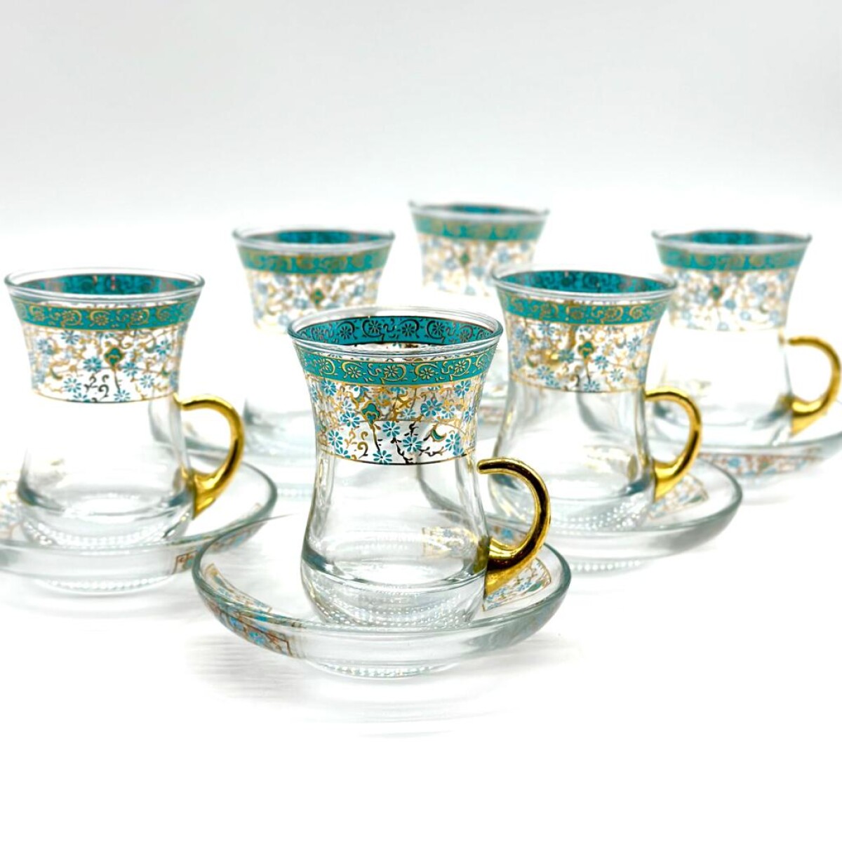 Set de té vip vidrio x6 - Flores 