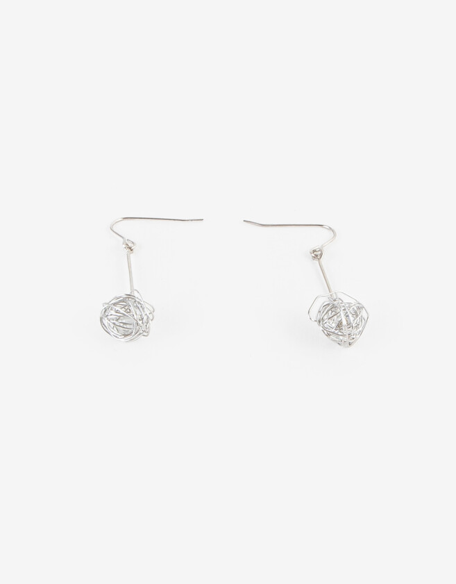 Aros Colgantes Largos De metal Aros Colgantes Bolita - Plateado