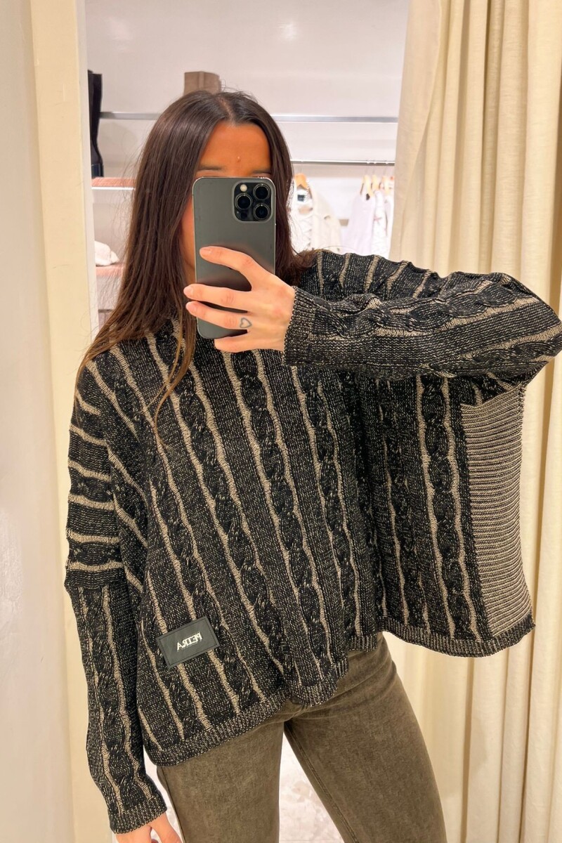 Sweater Oceano Crop Negro/Vison