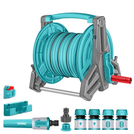 Manguera 20 Metros Con Soporte Enrollador, Acoples Y Puntero Manguera 20 Metros Con Soporte Enrollador, Acoples Y Puntero