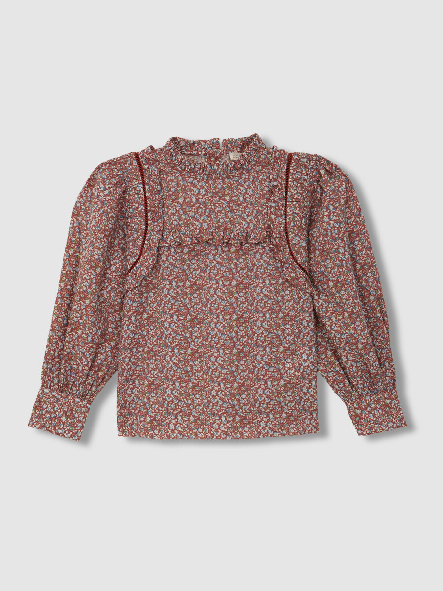 Blusa Estampado Florecitas Granate