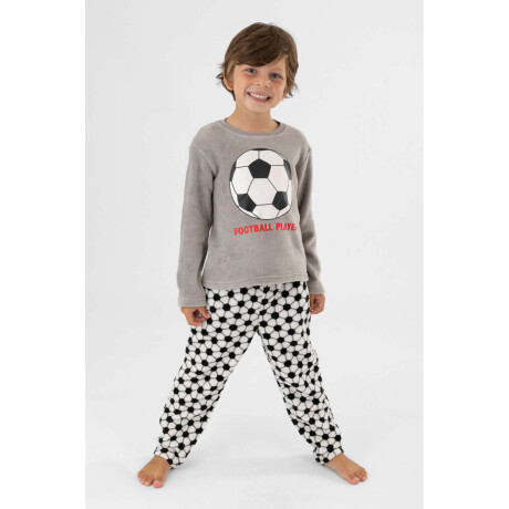 Pijama infantil coral fleece player Gris melange