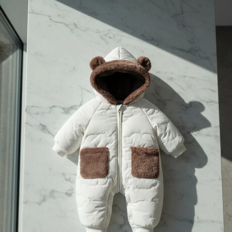 Body Bebé Abrigo Capitoneado Corderito Sintético Blanco