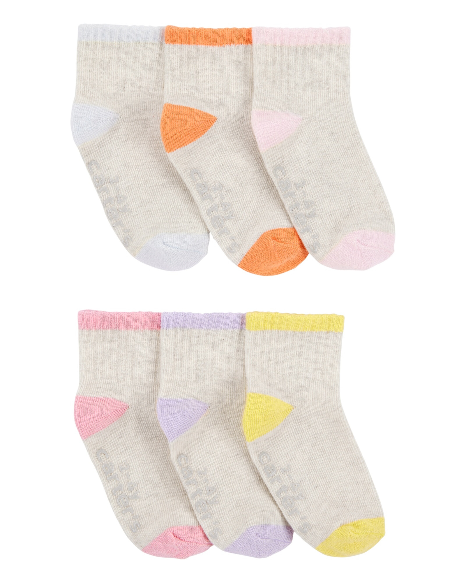 Pack seis pares de medias de algodón, antideslizantes. Talle 2/4T Pack seis pares de medias de algodón, antideslizantes. Talle 2/4T