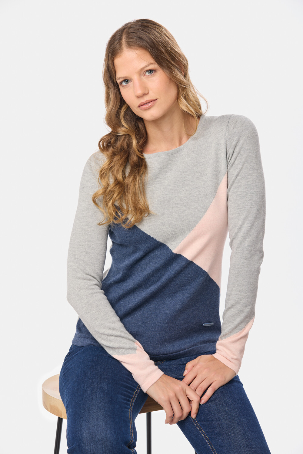 BUZO TEJIDO COMBINADO Gris