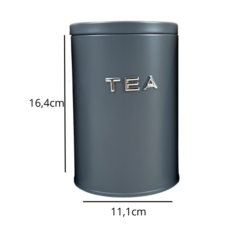 Set de 3 Recipientes AZU/TÉ/CAFÉ con asa 11x16cm GRIS