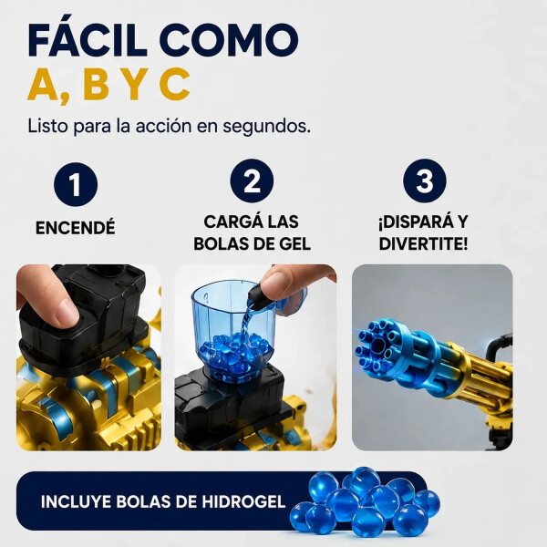 Ametralladora Lanza Bolas Hidrogel Con Tripode Jtjug100azu AZUL