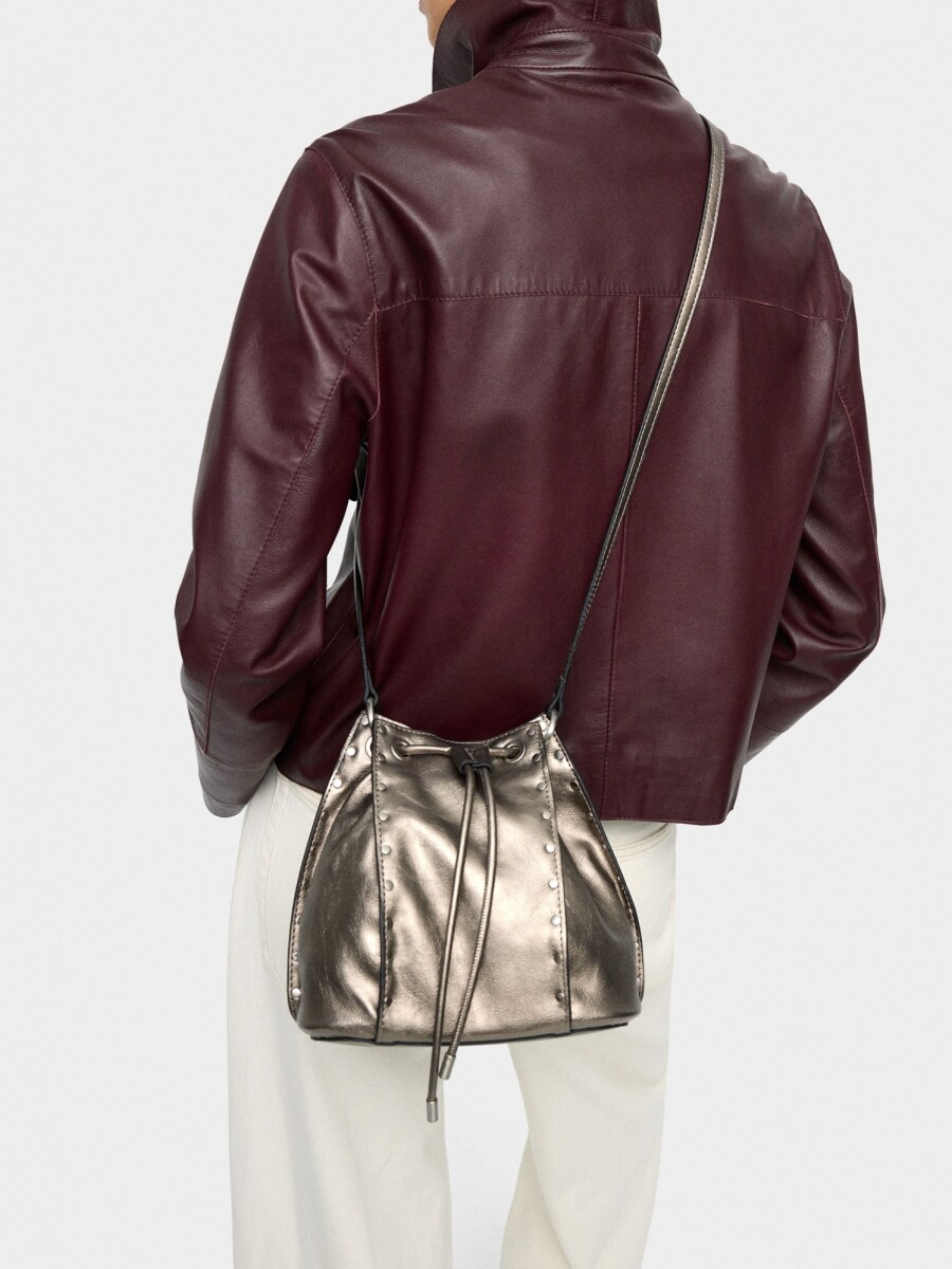 Bolso Bombonera Con Tachuelas plateado