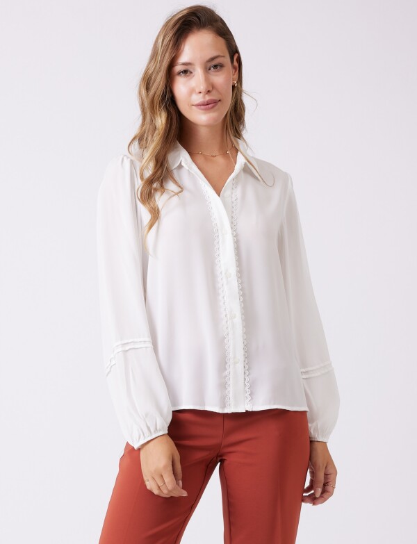 Camisa Gasa & Detalles Encaje CRUDO