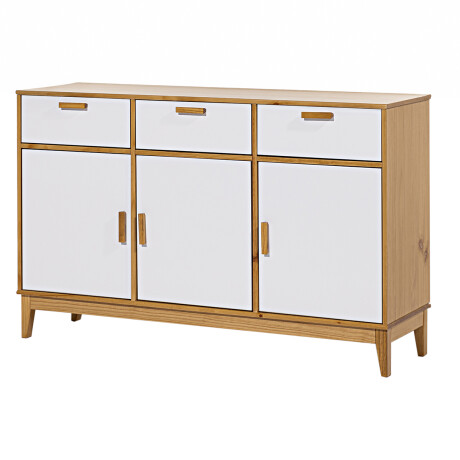 Cómoda madera maciza 4 cajones 1 puerta Blanco