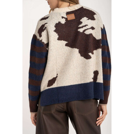 Sweater Animal Print Vaca Combinado Marron