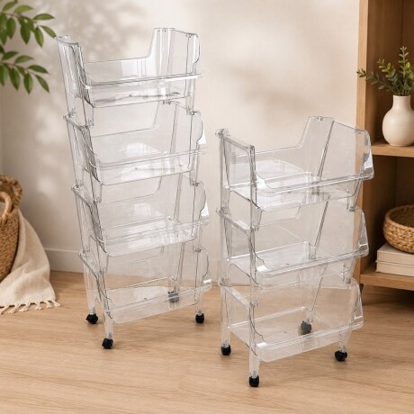 Carrito Organizador Acrílico 4 Estantes 105cm Carrito Organizador Acrílico 4 Estantes 105cm