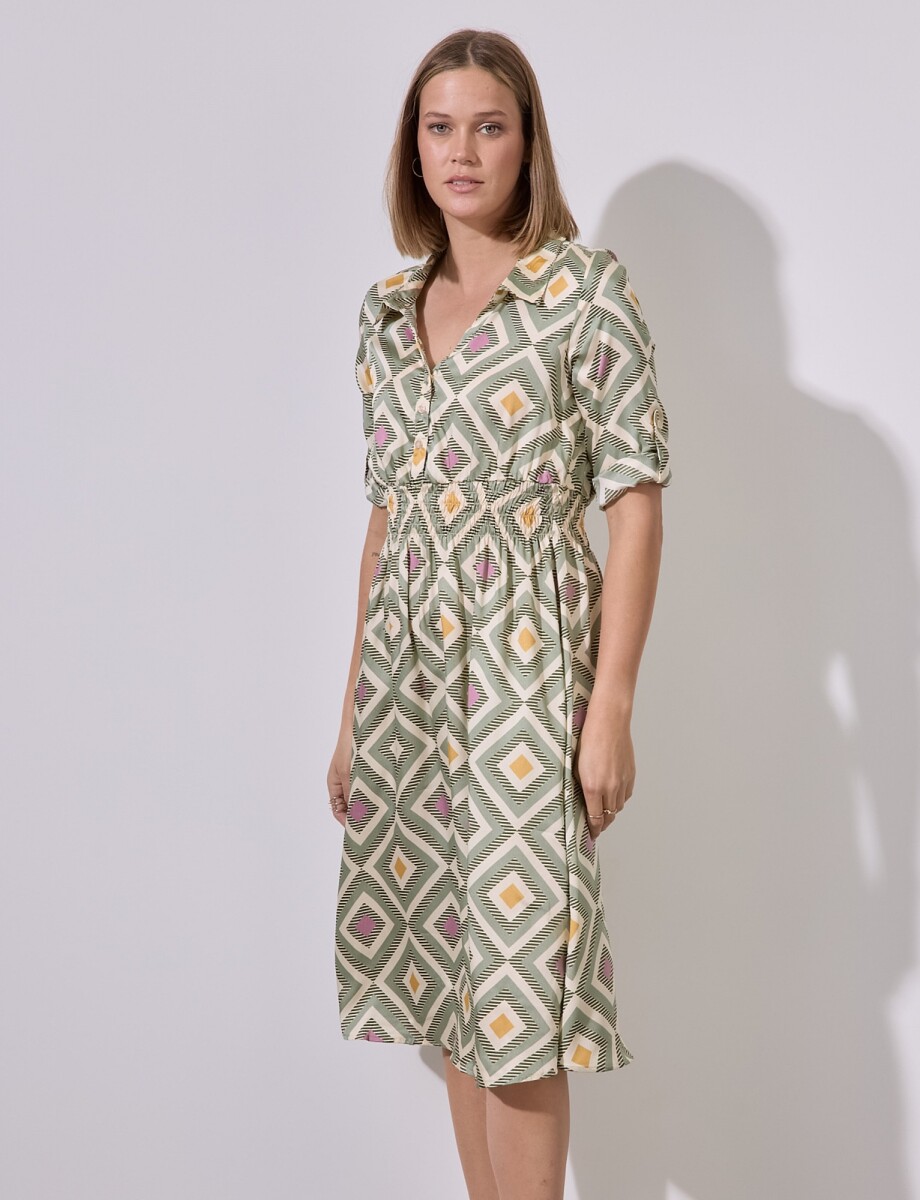 Vestido Printed - Multi/verde 