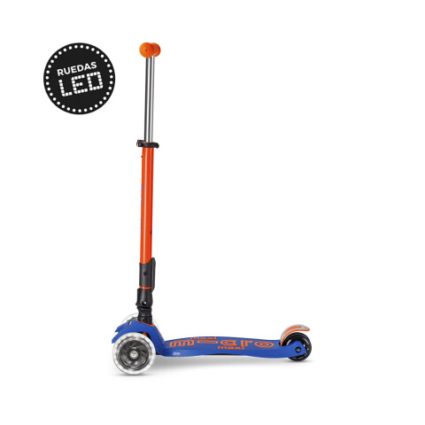 Monopatín Micro Maxi Plegable Neón LED Ajustable con 3 Ruedas NARANJA