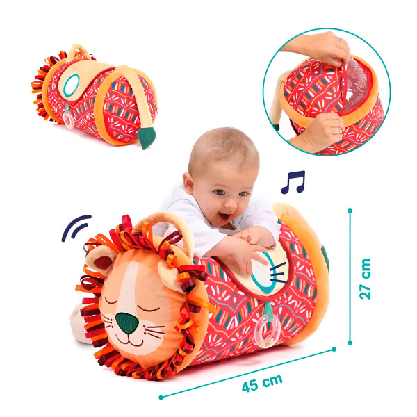 Rodillo de Actividades Sensoriales León Infantil C/ Sonido ® Color Rojo