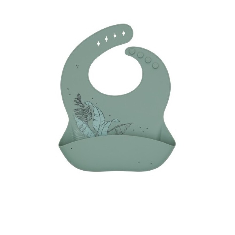 Babero Silicona Platinum Flores Kikkaboo Verde