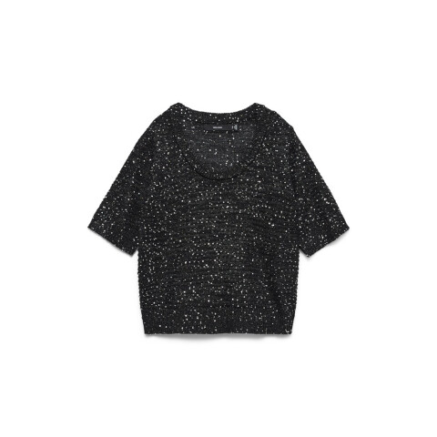 VMLEILANI STITCH 2/4 U-NECK PULLOVER BLACK
