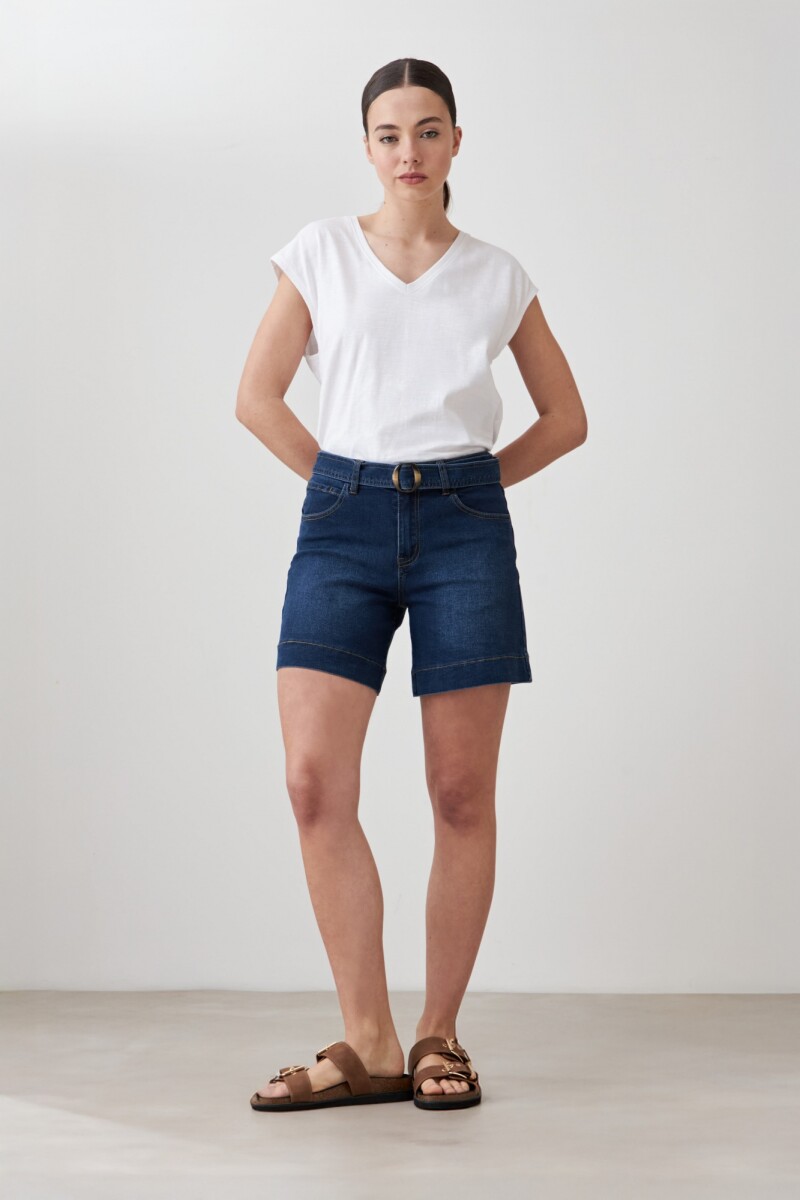 Short de jean con cinto jean medio
