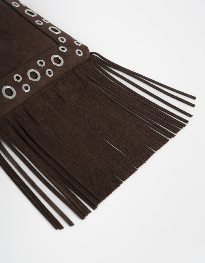 Bandoleras Bandolera Suede Flecos - Marron Chocolate