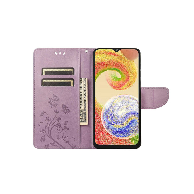 Flip cover Samsung Galaxy A04 diseño flores violeta Flip Cover Samsung Galaxy A04 Diseño Flores Violeta