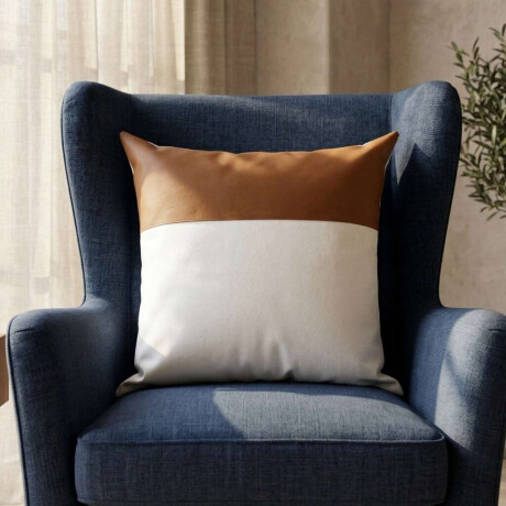 Almohadion 50x50 Cuero Tostado Pilar Crudo