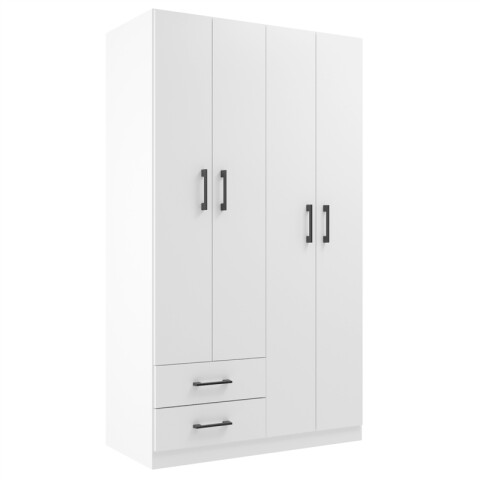 Ropero de 4 Puertas y 2 Cajones 90 cm Ancho con Perchero - Blanco Ropero de 4 Puertas y 2 Cajones 90 cm Ancho con Perchero - Blanco