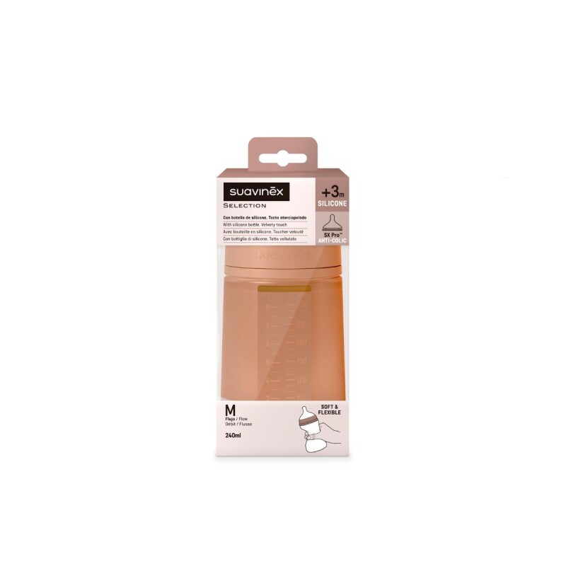 BIBSXPRO240ML3-6 Mamadera Biberon Anticolico Sx Pro Fisiologico 240 Ml 3 A 6m Suavinex - Naranja
