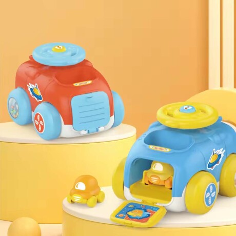 Juego Auto Catapulta + 2 Mini Autitos Plástico Bebé Huanger Celeste