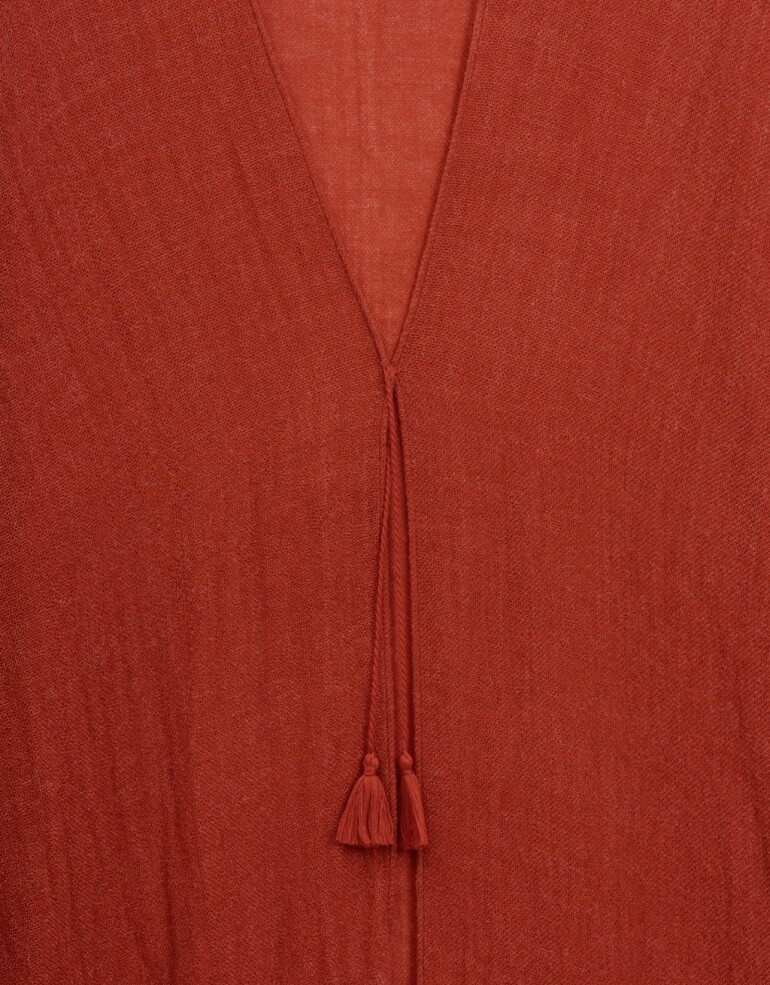 Kimonos Kimono Tejido Con Flecos - Gris Oscuro