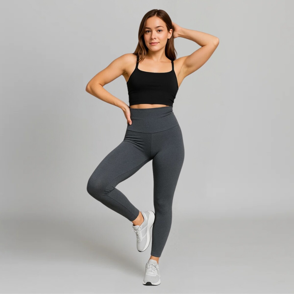 CALZA TIRO ALTO LYCRA CON ALGODÓN - GRIS 