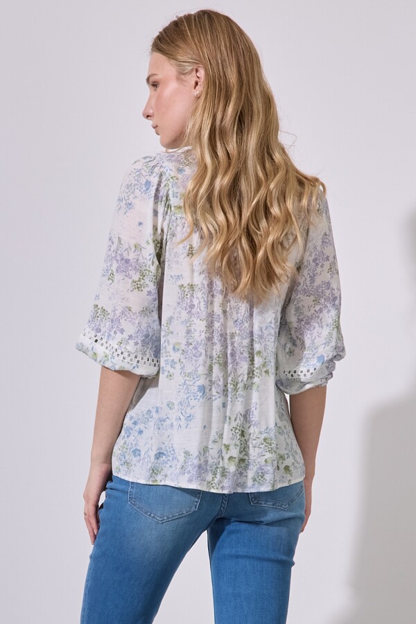 Blusa Gasa Flores CRUDO/MULTI