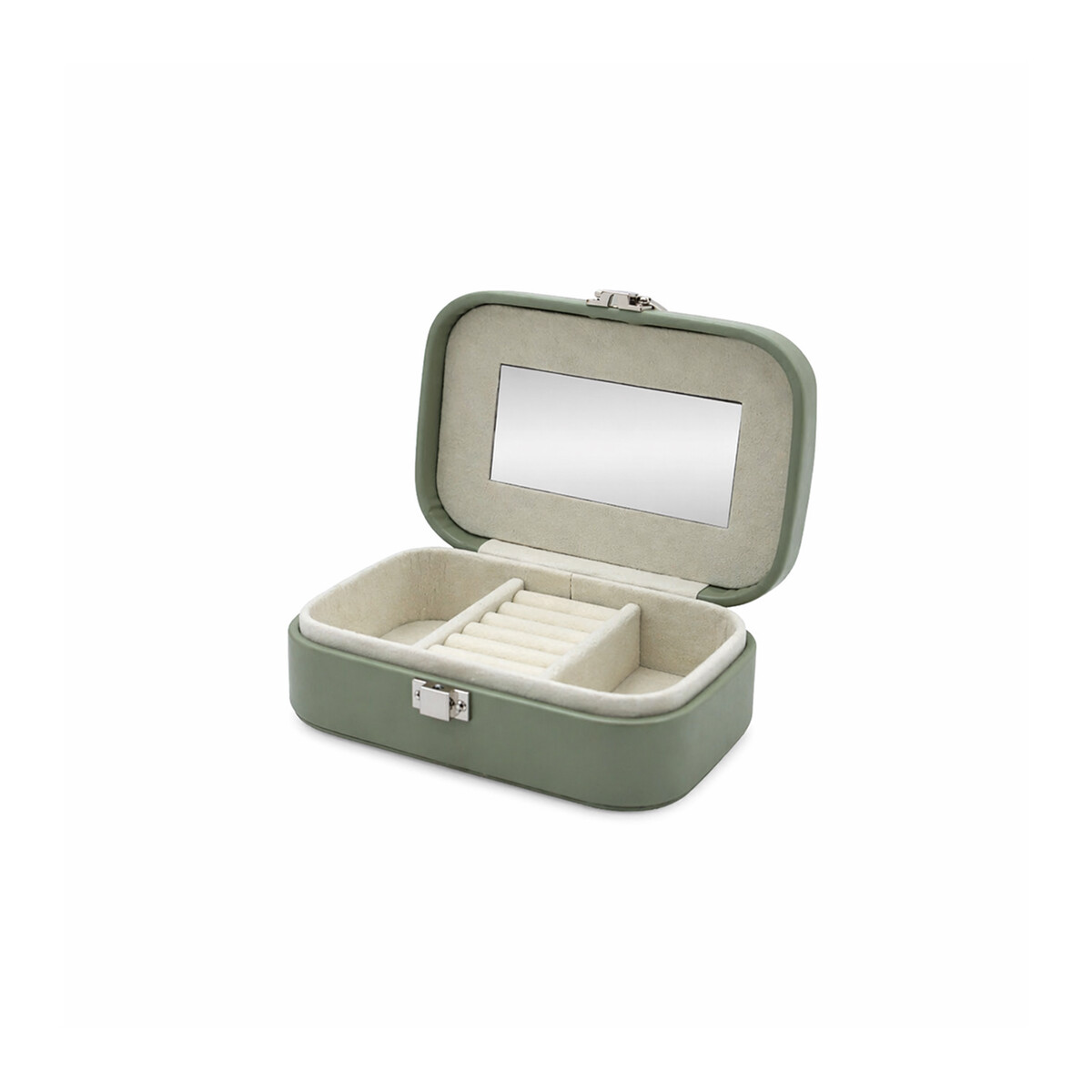 Joyero con espejo y hebilla - Chico 15x10x5cm - Verde 