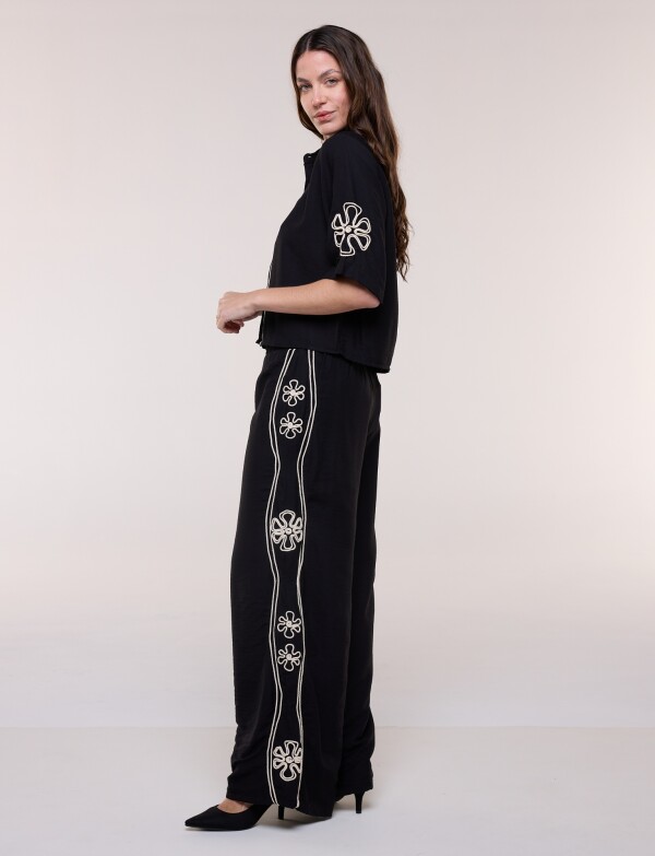 Conjunto Bordado Camisa & Pantalón NEGRO