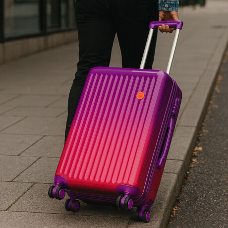Valija Mediana Rígida 4 Ruedas 360 Con Candado Tsa Purpura/rojo