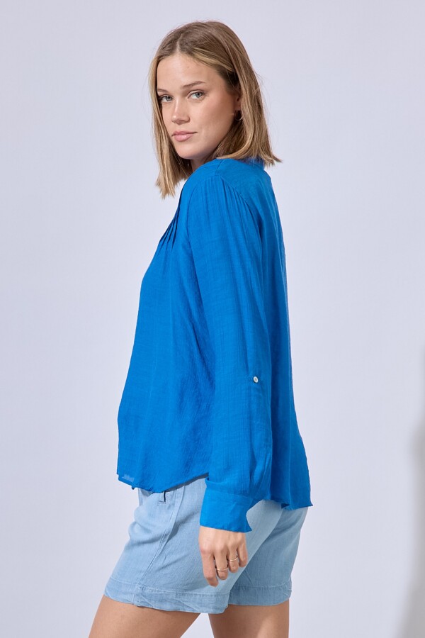 Blusa Plisada AZUL