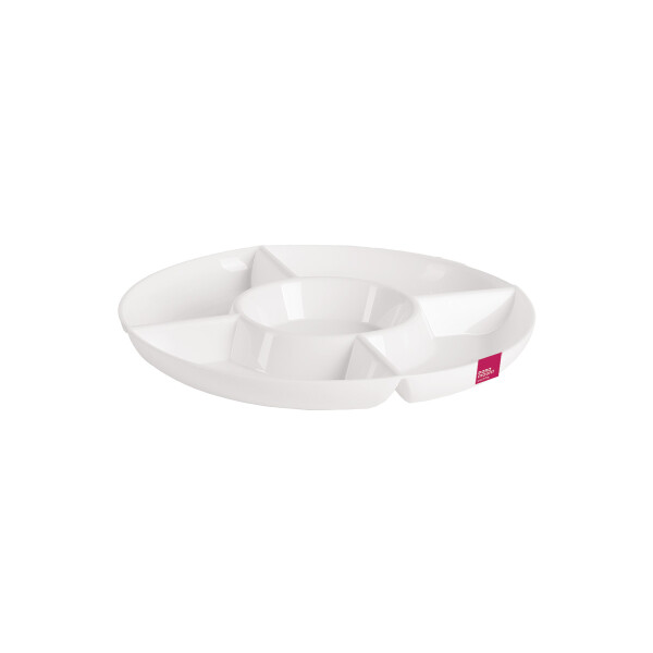 COPETINERO REDONDO CON 5 DIVISIONES LE CHEF BLANCO Ø 28 X 3 CM BLANCO