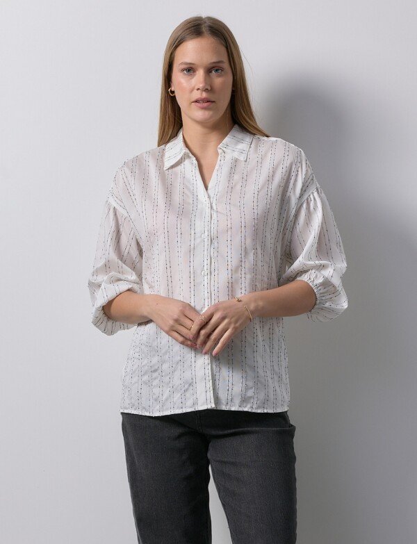 Camisa Tencel Lineas BLANCO/NEGRO