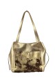 Cartera mujer 100% cuero dorado con pelo