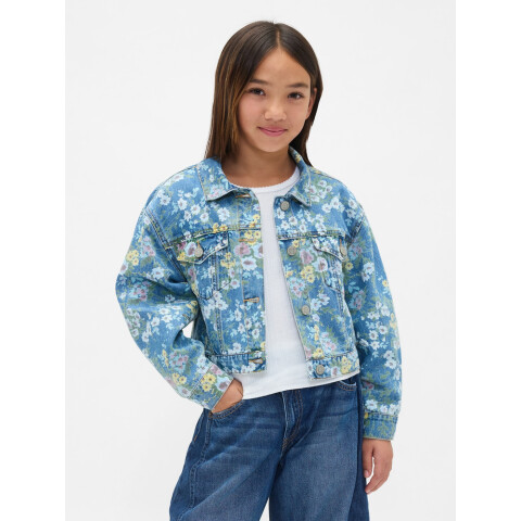 BALLOON SLV DNM JKT - FLORAL MEDIUM WASH