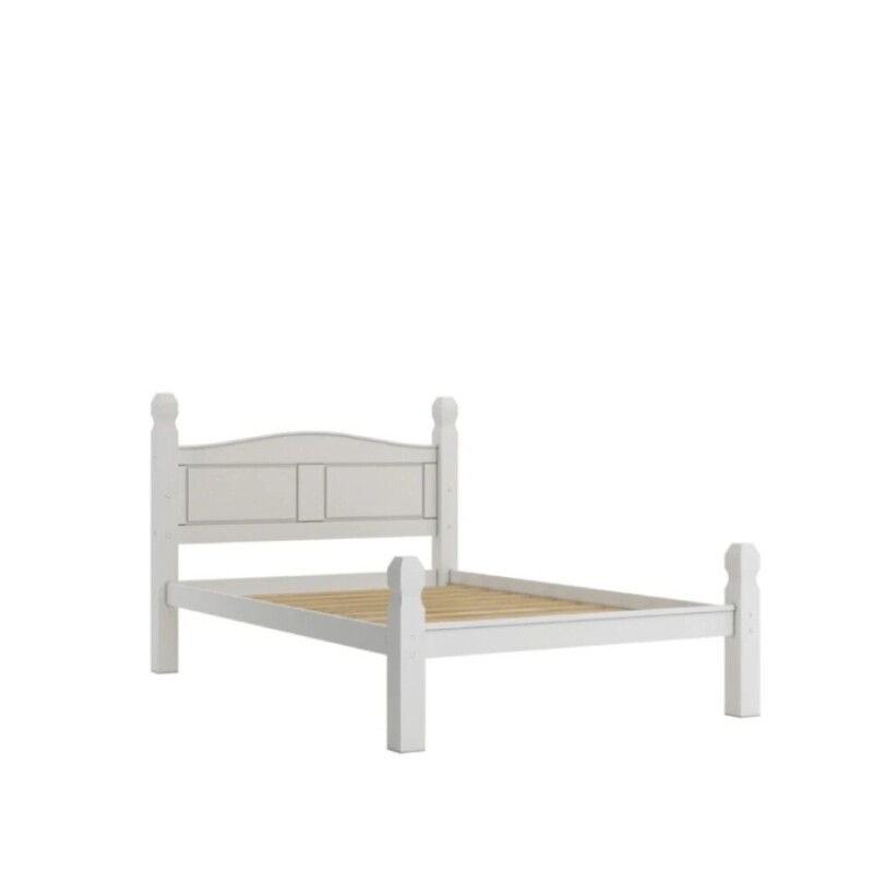 Cama 2 Plazas Madera Rustica 1.40 X 1.90 Blanca Cama 2 Plazas Madera Rustica 1.40 X 1.90 Blanca