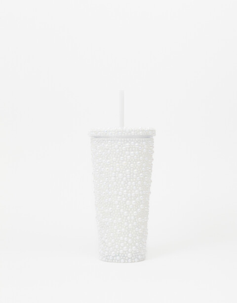 Artículos cocina Vasos Vaso De Plástico Con Perlas - Blanco Nacarado/perlado