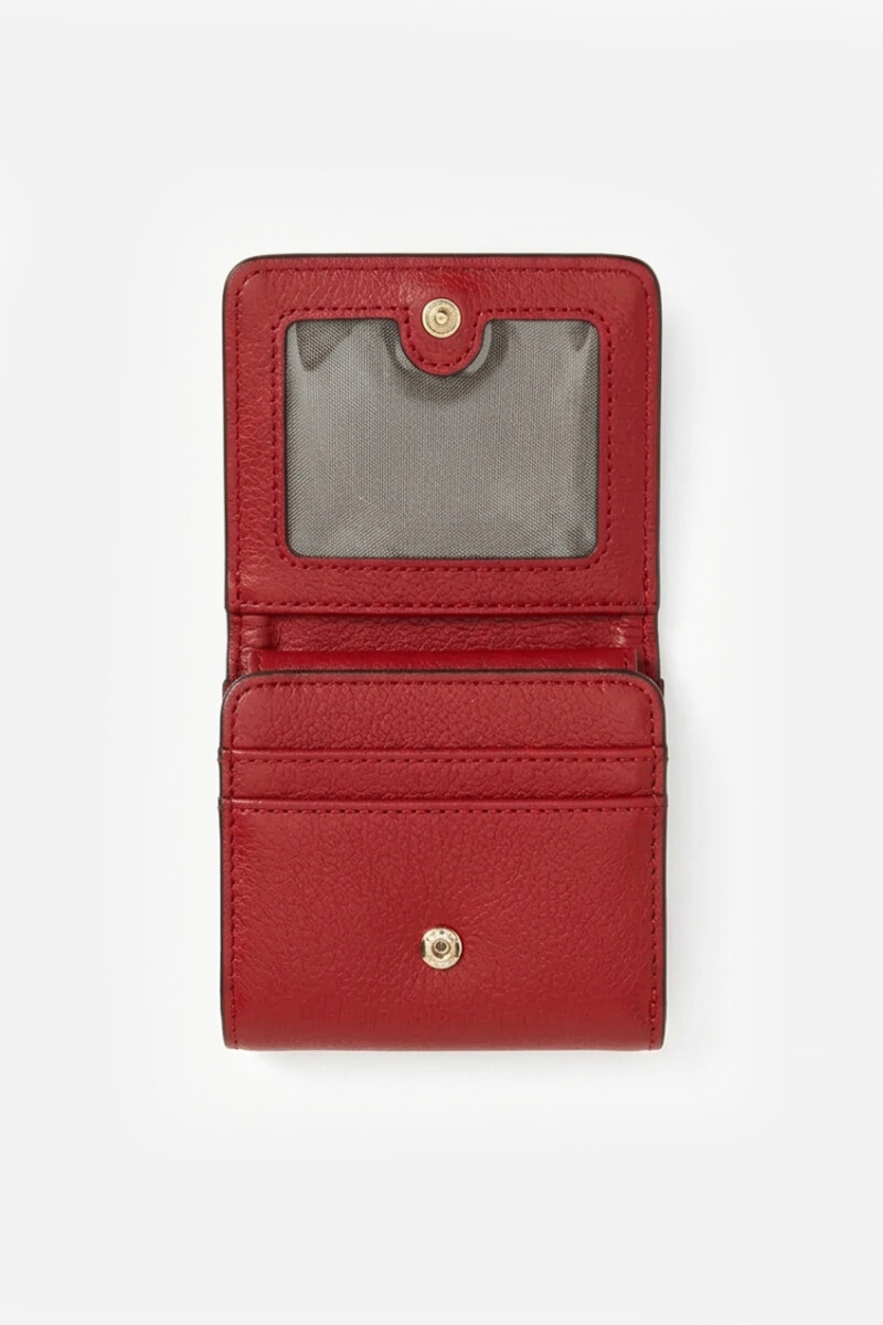 Billetera pespunte con cierre rojo