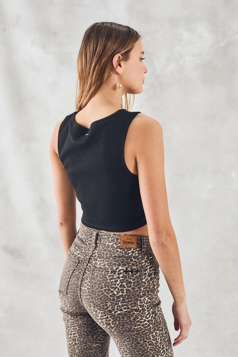 Top Algodón Ribb Negro