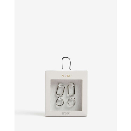 Aros Argollas Set Metal Plateado