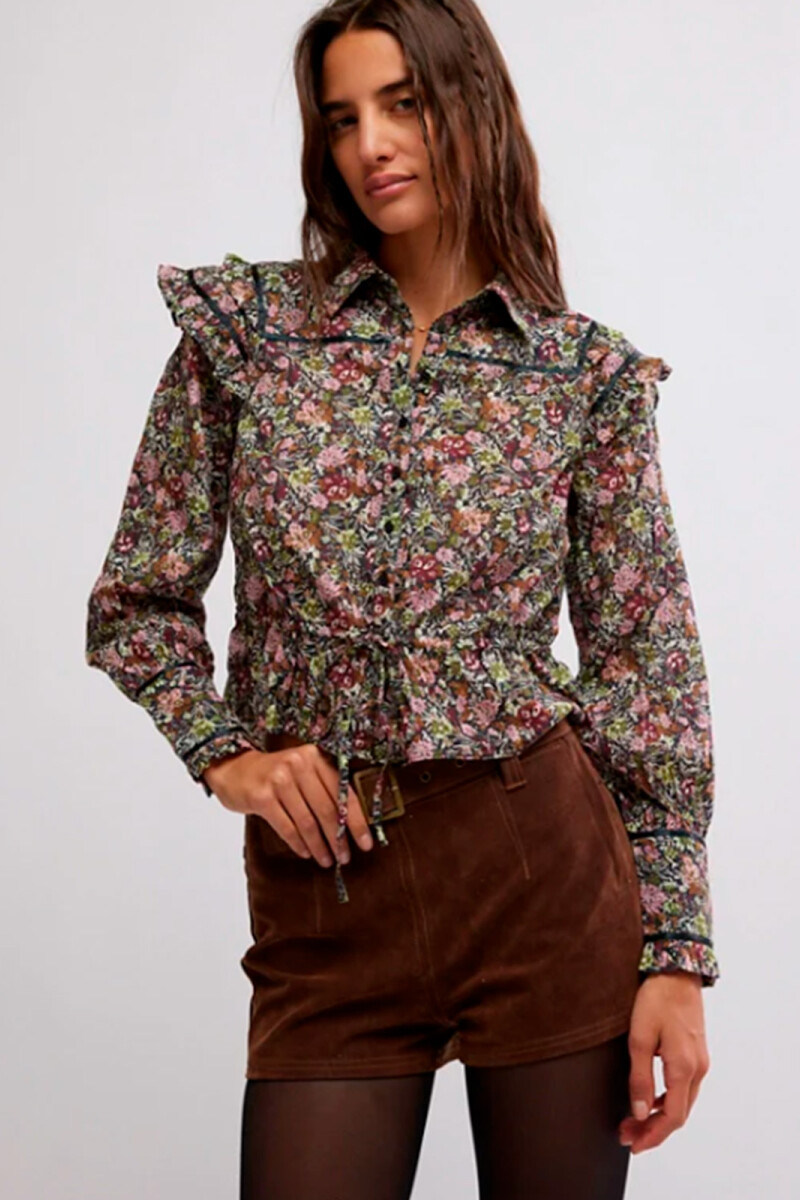 PRINTED DAYBREAK BLOUSE Negro