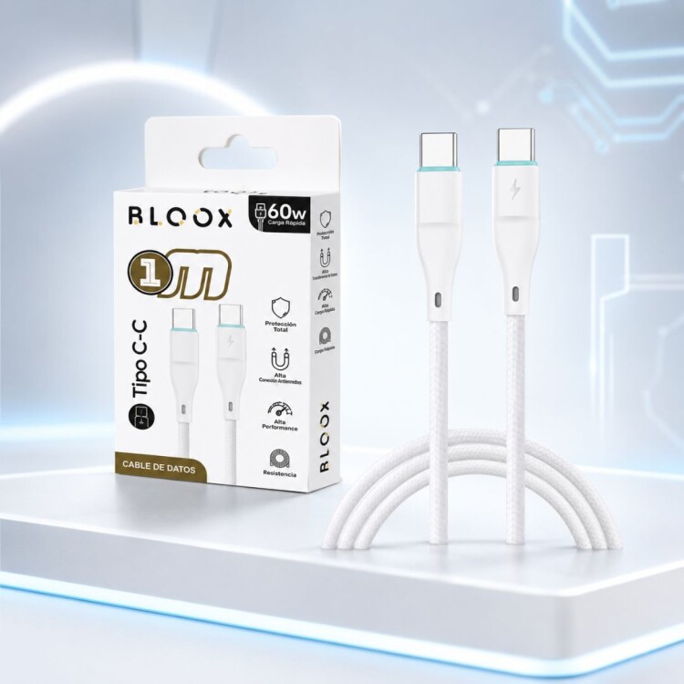 Cable De Datos Bloox USB-C A USB-C 100 cm 60 W Cable De Datos Bloox USB-C A USB-C 100 cm 60 W