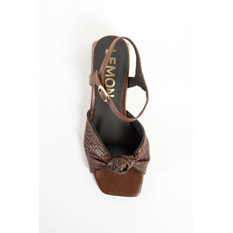 Sandalias De Cuero Taco Cuadrado Chocolate