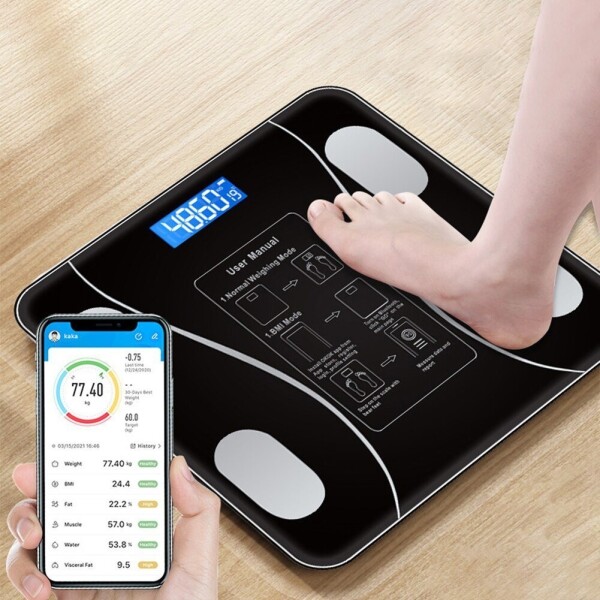 Balanza Baño Smart 180 Kg Bluetooth App Celular Mide Imc Variante Color Negro