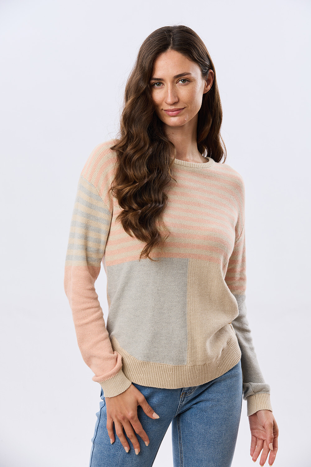 BUZO RAYADO TEJIDO Beige