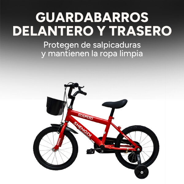Bicicleta Infantil Shengdi R16 Canasto Parrilla Guardabarros Rojo 1